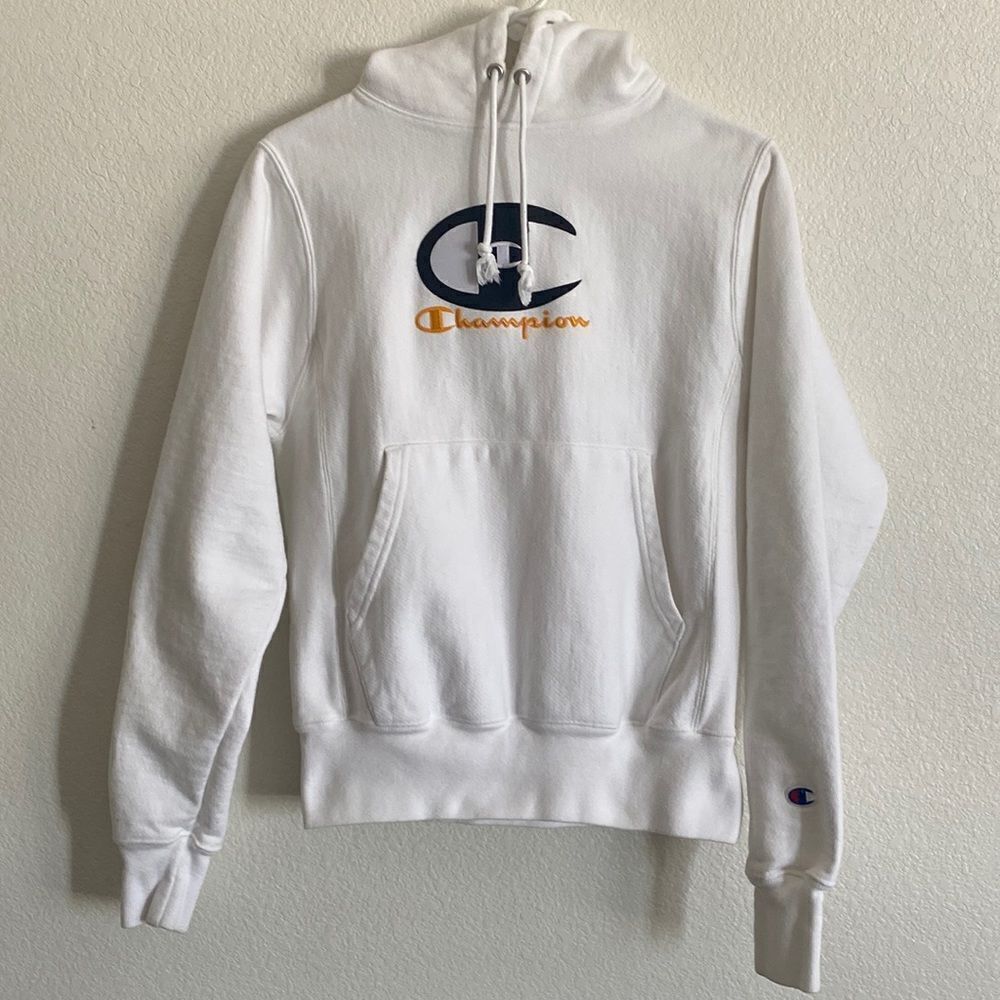 CHAMPION White Reverse Weave Hoodie Size XS